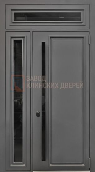 Входная дверь c порошковым напылением с металлобагетами и стеклом МТФ-19 c порошковым напылением с металлобагетами и стеклом МТФ-19