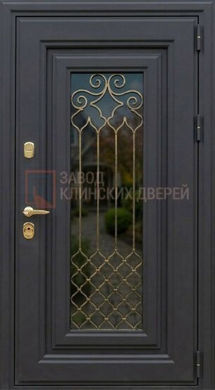 Входная дверь c порошковым напылением с металлобагетами и стеклом с ковкой МТФ-33 c порошковым напылением с металлобагетами и стеклом с ковкой МТФ-33