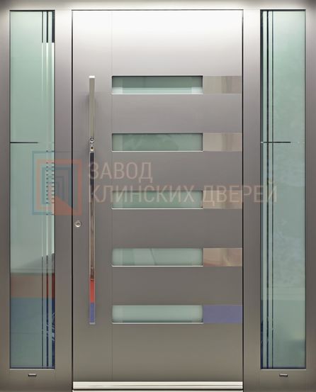Входная дверь с порошковым напылением и стеклянными вставками СТК-68 с порошковым напылением и стеклянными вставками СТК-68
